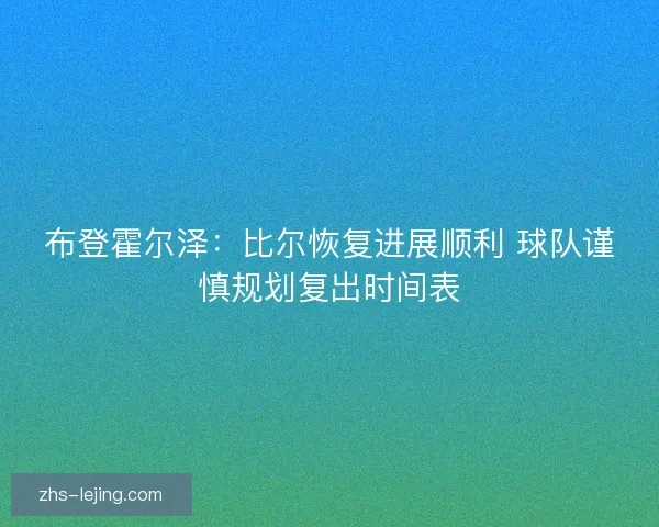 布登霍尔泽：比尔恢复进展顺利 球队谨慎规划复出时间表